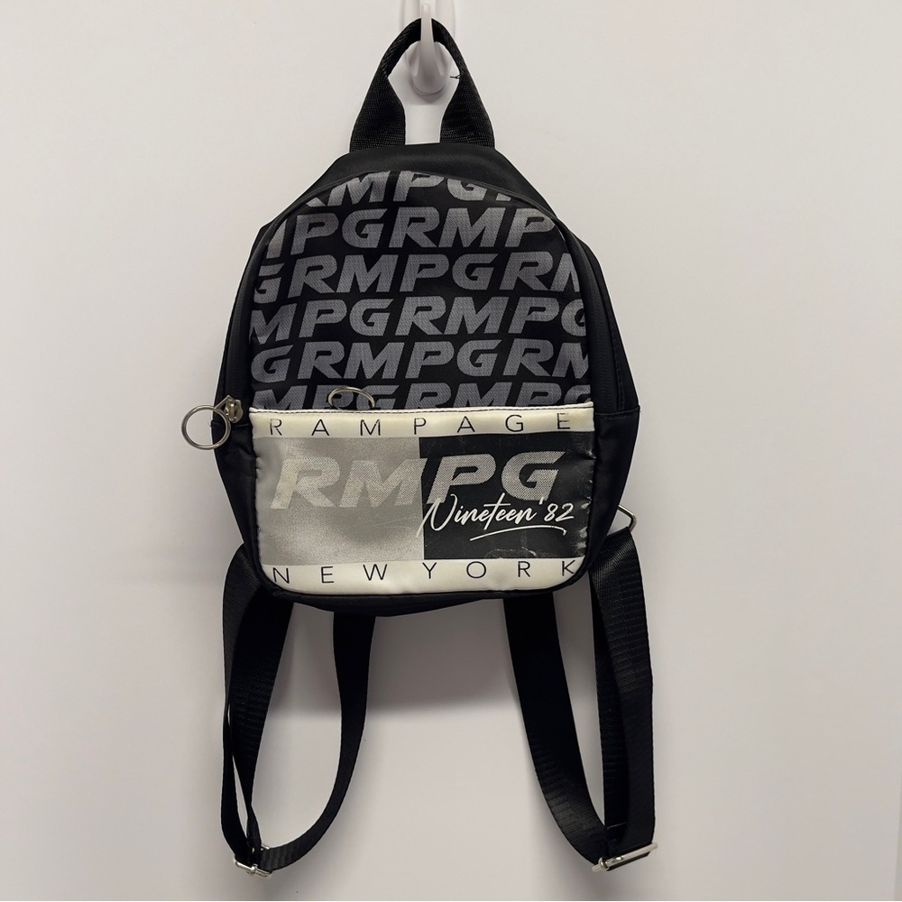 Rampage New York Mini Backpack Nineteen '82" collection. Black Silver GirlCore